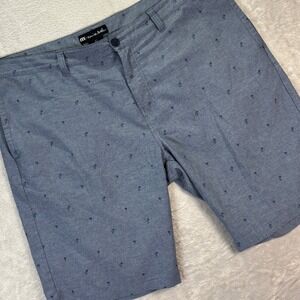 Travis Mathew Men's Blue Pin Striped‎ Palm Tree Print Golf Shorts Sz 42 All Over